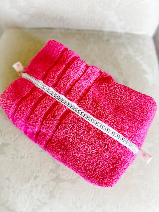 Pink Terry Cloth Toiletry/Cosmetic Bag