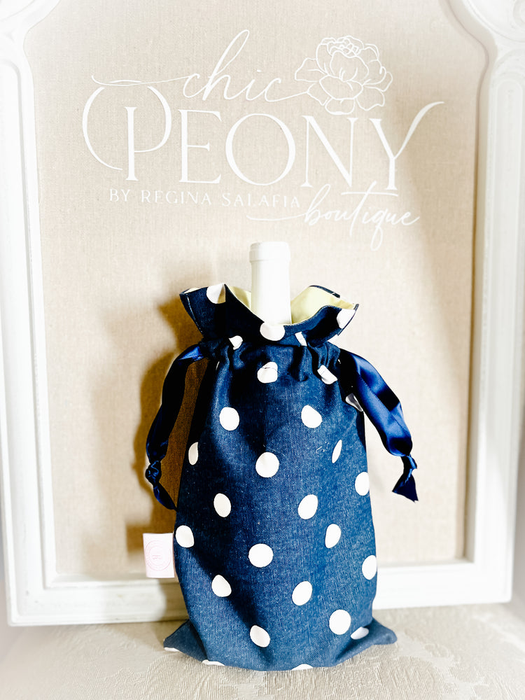 Polka Dot Wine or Champagne Bag