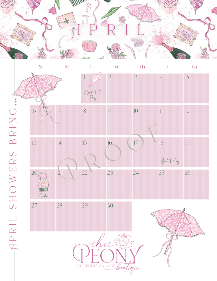 PRE-ORDER: 2025 Chic Peony Holiday Desk Calendar with Stand