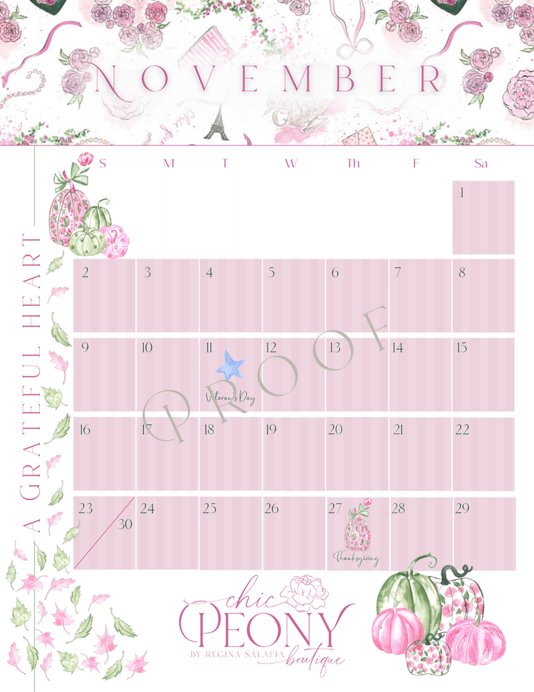 PRE-ORDER: 2025 Chic Peony Holiday Desk Calendar with Stand