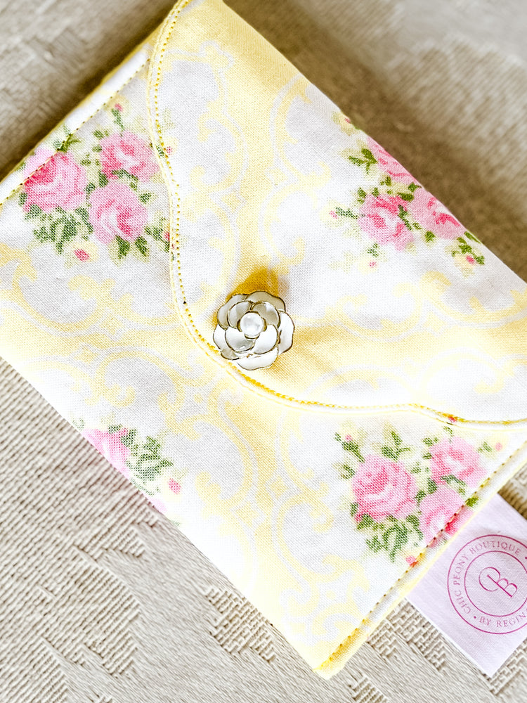 Yellow Floral Executive Business Card Holder Clutch