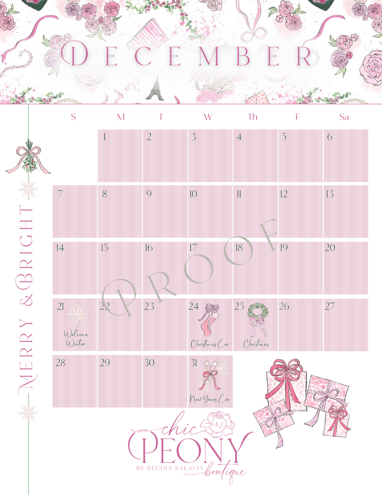 PRE-ORDER: 2025 Chic Peony Holiday Desk Calendar with Stand