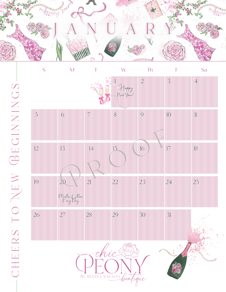 PRE-ORDER: 2025 Chic Peony Holiday Desk Calendar with Stand