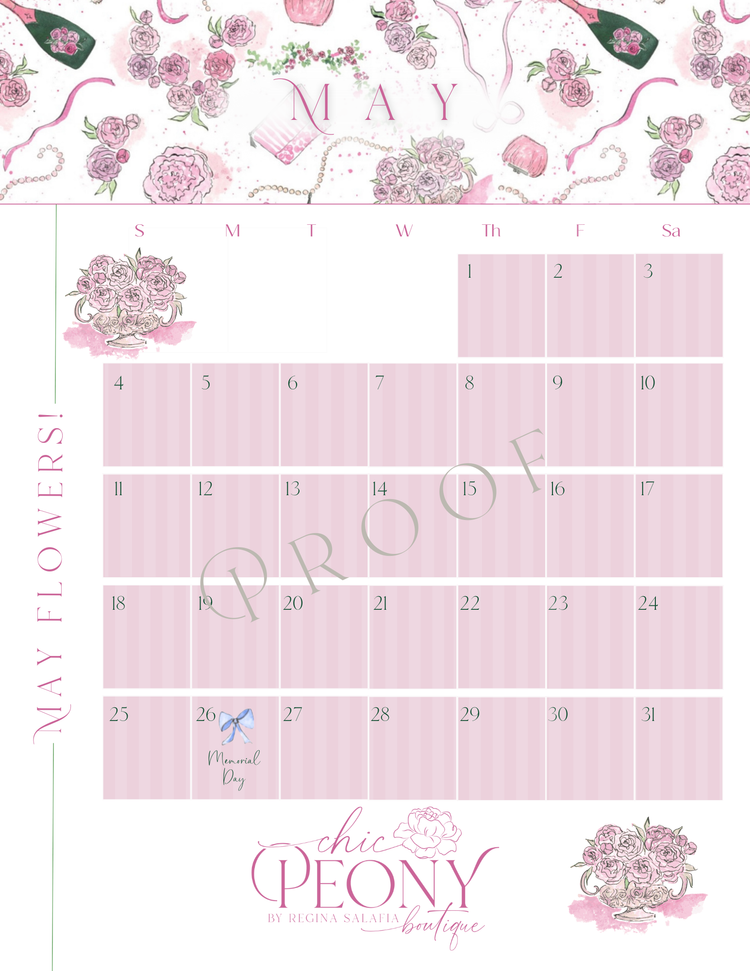 PRE-ORDER: 2025 Chic Peony Holiday Desk Calendar with Stand