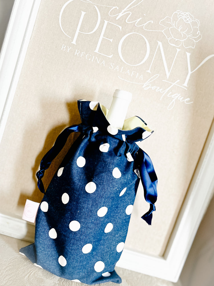 Polka Dot Wine or Champagne Bag