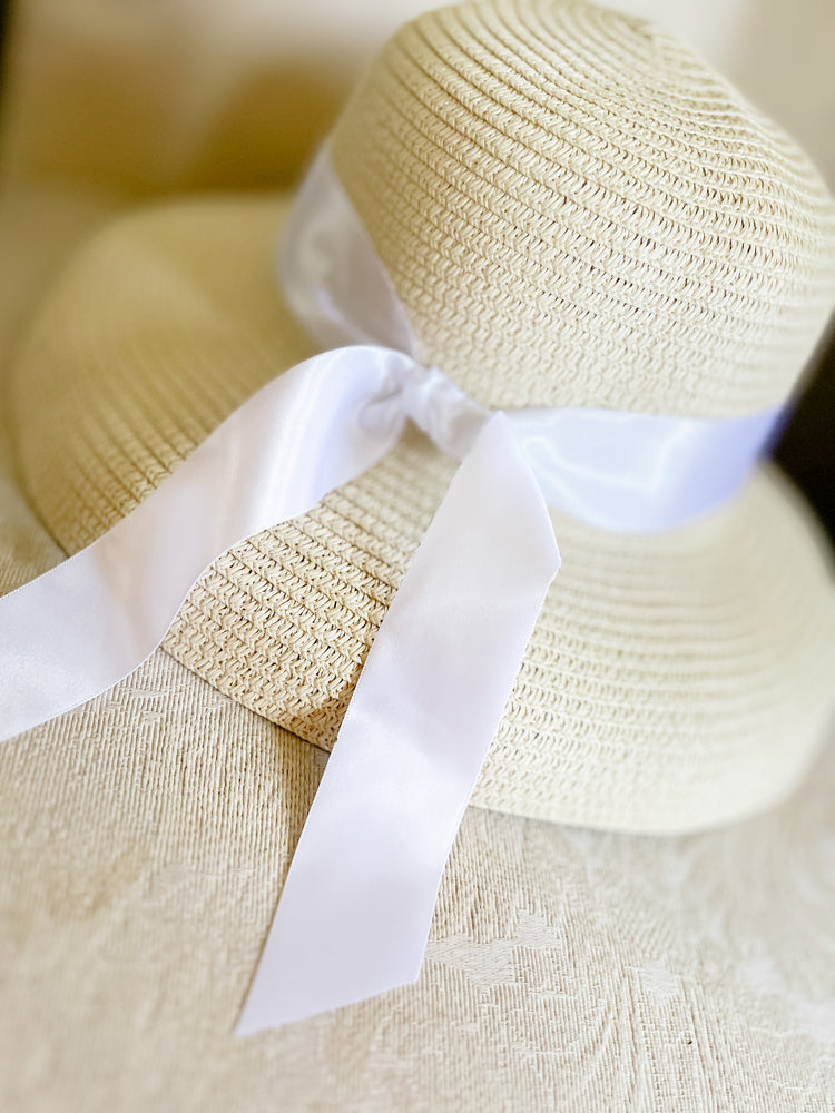 Cream Vintage Dome Hat with White or Black Ribbon