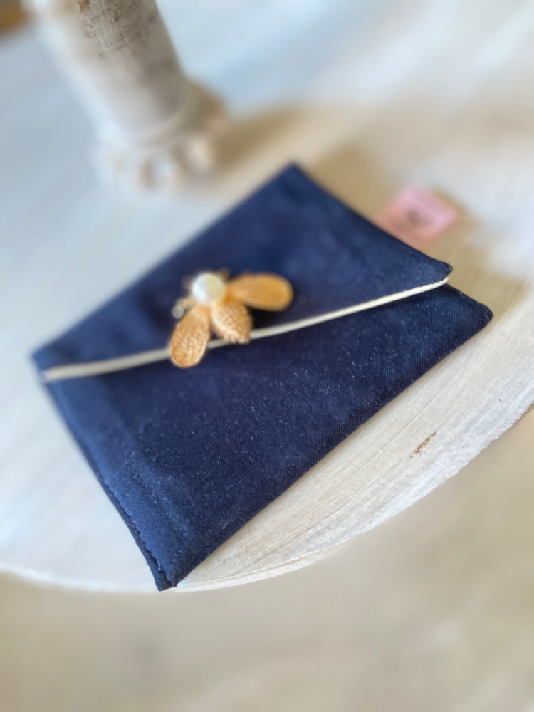 Navy Bee Elegant Silk Executive Business Card Holder Clutch