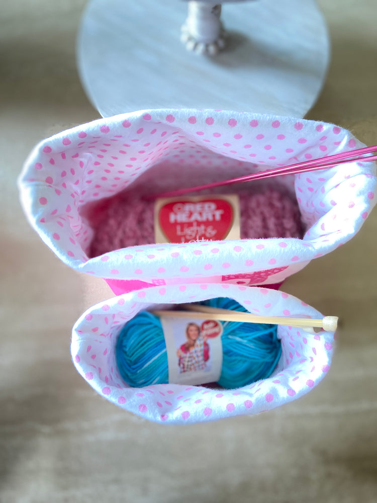 pink ribbon, breast cancer awareness Fundraiser – Knitting/Crocheting Project bag, yarn bowl