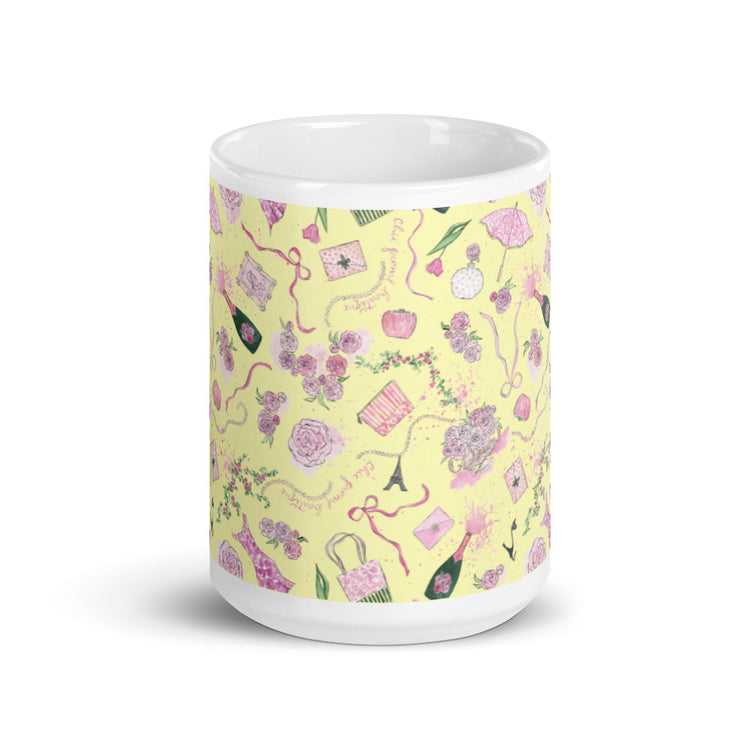 Chic Peony Exclusive Yellow Glossy Mug